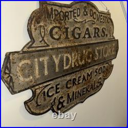 Vintage Style Metal Sign City Drug Store NOT Porcelain 39x26 Made in USA
