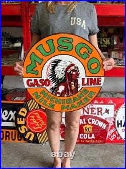 Vintage Style Metal Sign Musgo Michigan Gasoline NOT Porcelain 20x20 Made USA