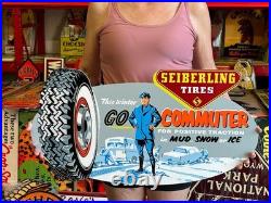 Vintage Style Metal Sign Seiberling Tires NOT Porcelain 30x16 Made USA