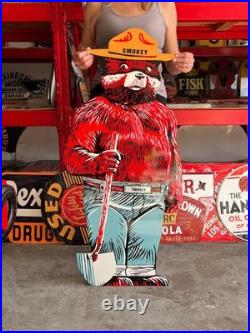 Vintage Style Metal Sign Smokey The Bear NOT Porcelain 48x22 Made USA Vintage Style Metal Sign Smokey The Bear NOT Porcelain 48x22 Made USA