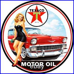 Vintage Style Metal Sign Texaco Motor Oil Pinup Girl 30x30