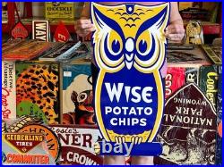 Vintage Style Metal Sign Wise Potato Chip Owl NOT Porcelain 30x14 Made USA