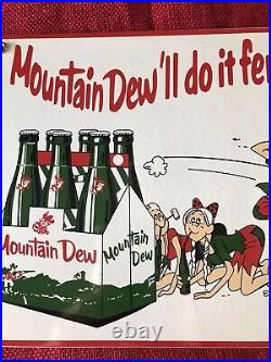Vintage Style Mountain Dew Advertising Sign 12 X 9.5 Inch Porcelain