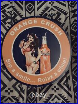 Vintage Style Orange Crush Porcelain Sign 10 Soda Pop Cola Beverage Drinkstore