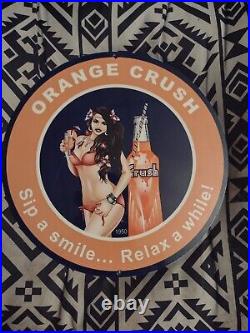 Vintage Style Orange Crush Porcelain Sign 10 Soda Pop Cola Beverage Drinkstore