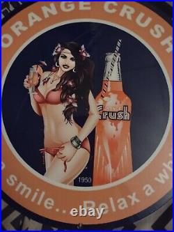 Vintage Style Orange Crush Porcelain Sign 10 Soda Pop Cola Beverage Drinkstore