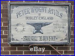 Vintage Style PETER WRIGHT Anvil Wood Advertising Sign 24x36 Blacksmith Forge