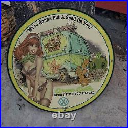 Vintage Style Volkswagen The Mystery Machine Fantasy Porcelain Enamel Sign