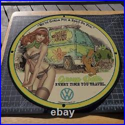 Vintage Style Volkswagen The Mystery Machine Fantasy Porcelain Enamel Sign