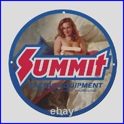 Vintage Summit Racing Equipment 1980 Oil Porcelain Gas Pump Sign