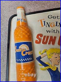 Vintage Sun Crest Soda Bottle Sign Advertising Sun Crest