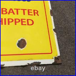 Vintage Sunbeam Bread Porcelain Enamel Sign Rare Concave Original Patina 16x13
