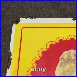 Vintage Sunbeam Bread Porcelain Enamel Sign Rare Concave Original Patina 16x13