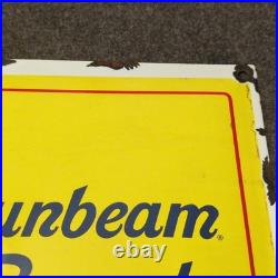 Vintage Sunbeam Bread Porcelain Enamel Sign Rare Concave Original Patina 16x13