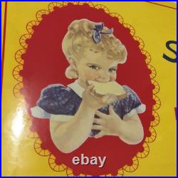Vintage Sunbeam Bread Porcelain Enamel Sign Rare Concave Original Patina 16x13