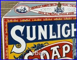 Vintage Sunlight Soap Porcelain Sign Gas Oil Restroom Laundry Gas Station Oil