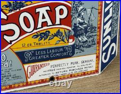 Vintage Sunlight Soap Porcelain Sign Gas Oil Restroom Laundry Gas Station Oil