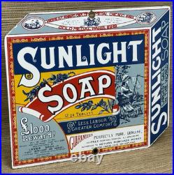 Vintage Sunlight Soap Porcelain Sign Gas Oil Restroom Laundry Gas Station Oil