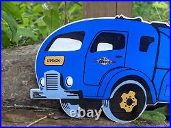 Vintage Sunoco Blue Truck Motor Oils Porcelain Gas Pump Sign 14 X 5