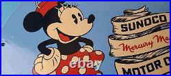 Vintage Sunoco Gasoline Porcelain Sign Walt Disney Minnie Mouse Gas Pump Sign