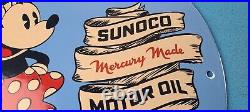 Vintage Sunoco Gasoline Porcelain Sign Walt Disney Minnie Mouse Gas Pump Sign