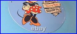 Vintage Sunoco Gasoline Porcelain Sign Walt Disney Minnie Mouse Gas Pump Sign