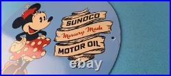 Vintage Sunoco Gasoline Porcelain Sign Walt Disney Minnie Mouse Gas Pump Sign