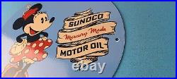 Vintage Sunoco Gasoline Porcelain Sign Walt Disney Minnie Mouse Gas Pump Sign