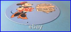 Vintage Sunoco Gasoline Porcelain Sign Walt Disney Minnie Mouse Gas Pump Sign