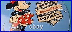 Vintage Sunoco Motor Oil Porcelain Gasoline Walt Disney Mouse Gas Service Sign