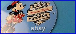 Vintage Sunoco Motor Oil Porcelain Gasoline Walt Disney Mouse Gas Service Sign