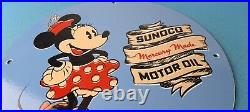 Vintage Sunoco Motor Oil Porcelain Gasoline Walt Disney Mouse Gas Service Sign