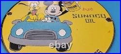 Vintage Sunoco Motor Oils Porcelain Mickey Mouse Gasoline Service Station Sign