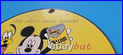 Vintage Sunoco Motor Oils Porcelain Mickey Mouse Gasoline Service Station Sign