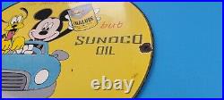 Vintage Sunoco Motor Oils Porcelain Mickey Mouse Gasoline Service Station Sign