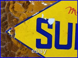 Vintage Sunoco Porcelain Sign Old Car Truck Motor Oil Gas Advertising Display