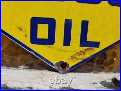 Vintage Sunoco Porcelain Sign Old Car Truck Motor Oil Gas Advertising Display