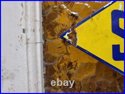 Vintage Sunoco Porcelain Sign Old Car Truck Motor Oil Gas Advertising Display