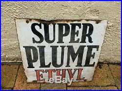 Vintage Super Plume Ethyl Embossed Enamel Sign Garagenalia Mancave