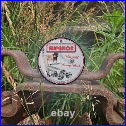 Vintage Superior Superdrag Chrome Steel Wheels Porcelain Gas Oil 4.5 Sign