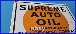 Vintage Supreme Auto Oil Gulf Gasoline Porcelain Gas Motor Service Pump Sign