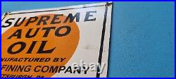 Vintage Supreme Auto Oil Gulf Gasoline Porcelain Gas Motor Service Pump Sign