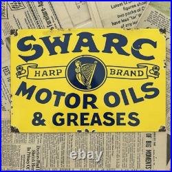 Vintage Swarc Motor Oils & Greases 8x12 Inches Porcelain Enamel Sign