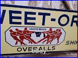 Vintage Sweet-orr Porcelain Sign Textile Overall Clothing Union Workers Factory