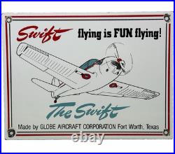 Vintage Swift Aircraft Porcelain Sign Dealership Oil Gas Station Hangar Airplane