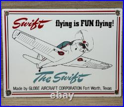 Vintage Swift Aircraft Porcelain Sign Dealership Oil Gas Station Hangar Airplane
