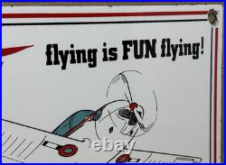 Vintage Swift Aircraft Porcelain Sign Dealership Oil Gas Station Hangar Airplane