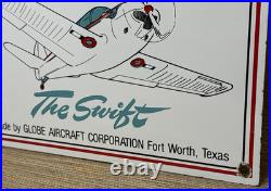 Vintage Swift Aircraft Porcelain Sign Dealership Oil Gas Station Hangar Airplane