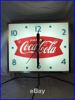 Vintage Swihart 1960s Coca Cola Fishtail Soda 15Lighted Clock Awesome Cond