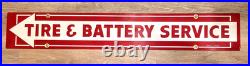 Vintage TIRE & BATTERY SERVICE Sign FIRESTONE 44 Double Sided gas oil